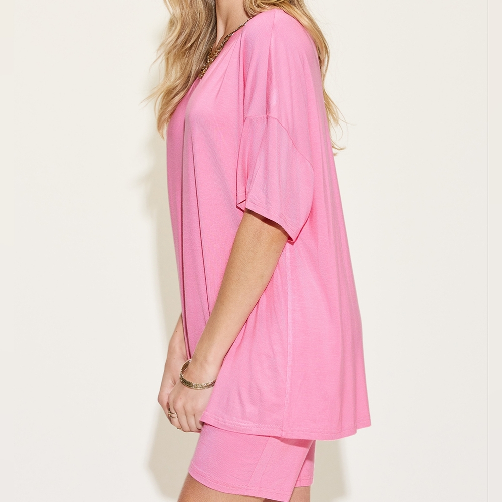 Easygoing V-Neck Shorts Set - Pink - Picture 6 of 8